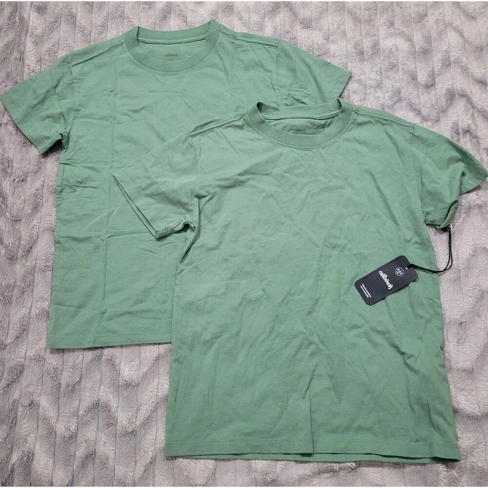 Allbirds Womens XS Lot Of 2 Green Hazy Cargo Organic Cotton Tee Shirts NWT